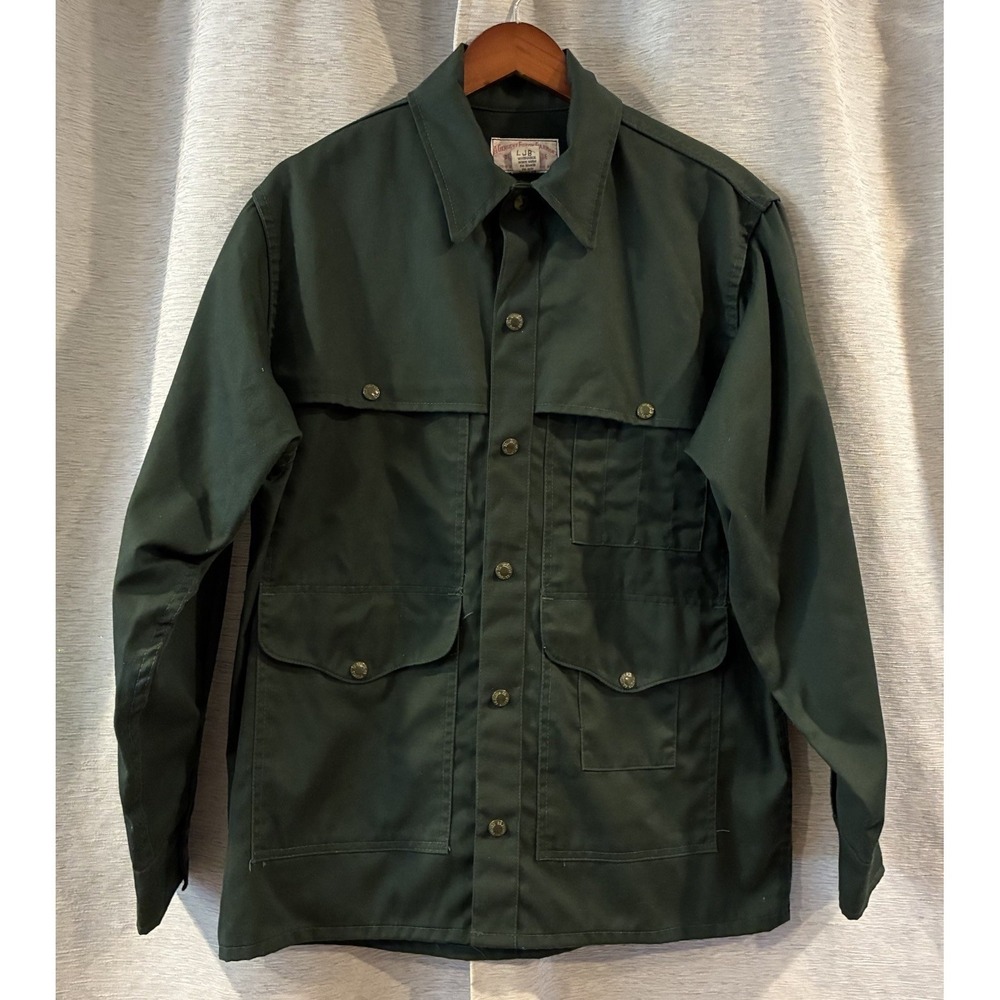 Vintage CC Filson Jacket Mens 40 Forest Green Light Cruiser Shirt Snap Hunting